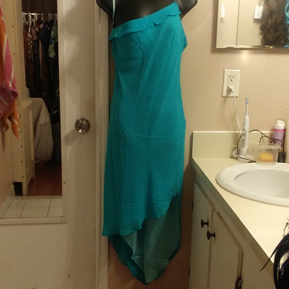 Express turquoise one shoulder party dress